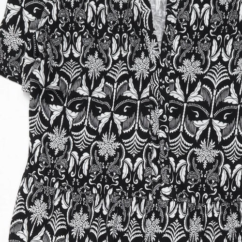 Marks and Spencer Womens Beige Geometric Cotton A-Line Size 12 V-Neck Pullover