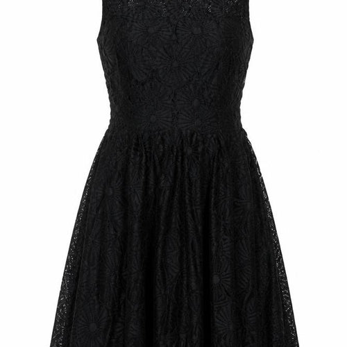 Tenki Womens Black Polyester Skater Dress Size 10 Round Neck Zip