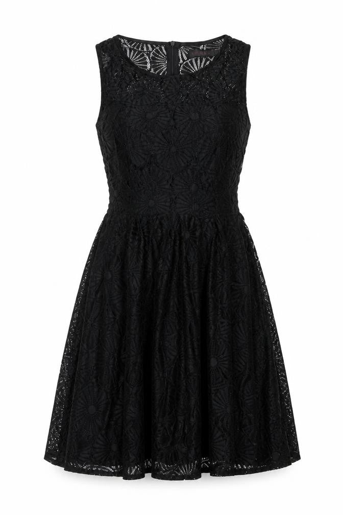Tenki Womens Black Polyester Skater Dress Size 10 Round Neck Zip