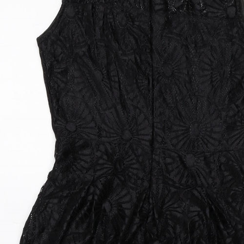 Tenki Womens Black Polyester Skater Dress Size 10 Round Neck Zip