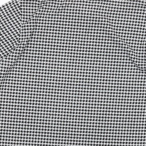H&M Womens Black Geometric Polyester Basic T-Shirt Size S Round Neck
