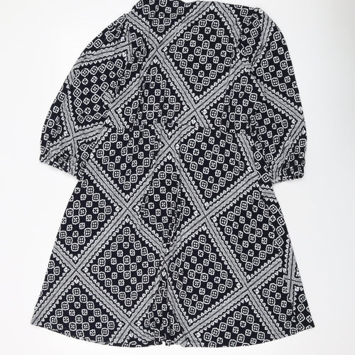 Marks and Spencer Womens Beige Geometric Viscose A-Line Size 18 Round Neck Pullover