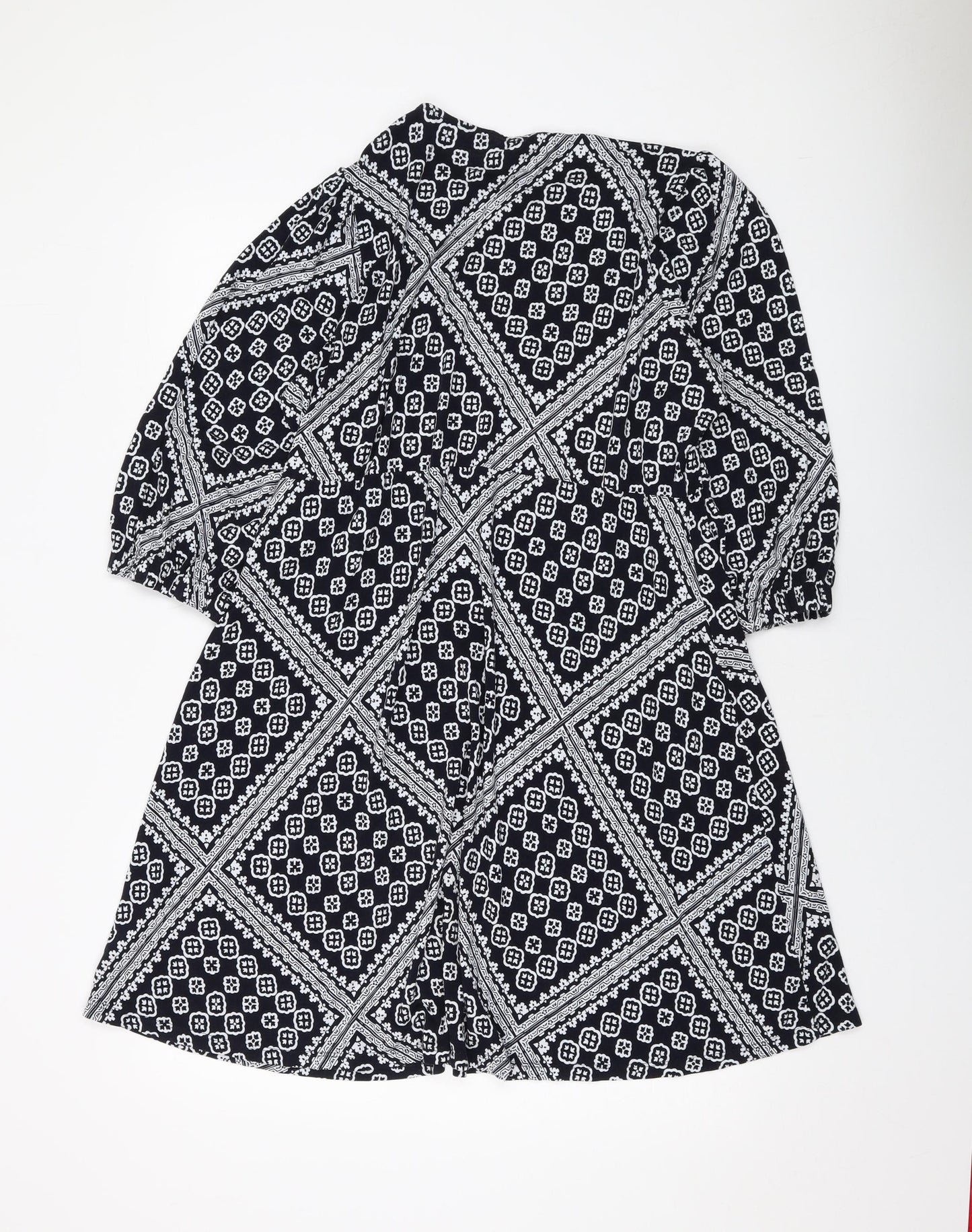 Marks and Spencer Womens Beige Geometric Viscose A-Line Size 18 Round Neck Pullover