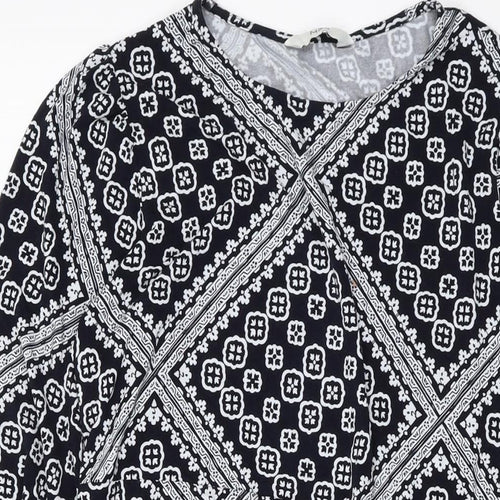 Marks and Spencer Womens Beige Geometric Viscose A-Line Size 18 Round Neck Pullover