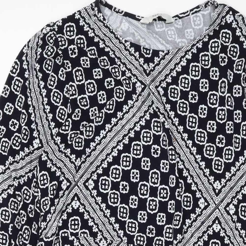 Marks and Spencer Womens Beige Geometric Viscose A-Line Size 18 Round Neck Pullover