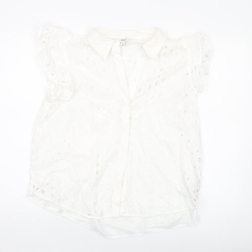 Marks and Spencer Womens Ivory Cotton Basic Button-Up Size 14 Collared