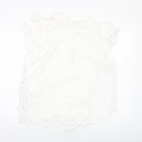 Marks and Spencer Womens Ivory Cotton Basic Button-Up Size 14 Collared