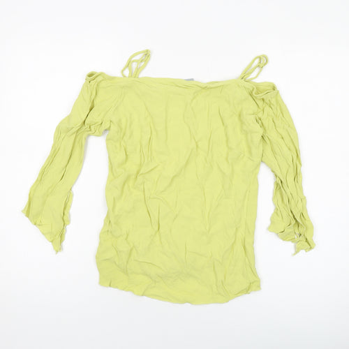 Wallis Womens Green Viscose Basic Blouse Size 10 Square Neck