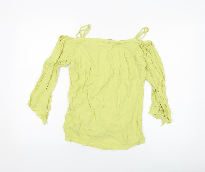 Wallis Womens Green Viscose Basic Blouse Size 10 Square Neck
