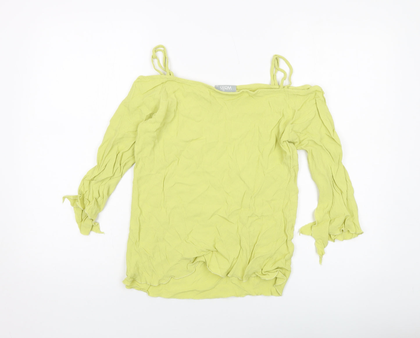 Wallis Womens Green Viscose Basic Blouse Size 10 Square Neck