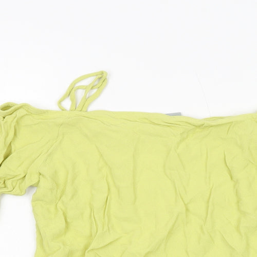 Wallis Womens Green Viscose Basic Blouse Size 10 Square Neck