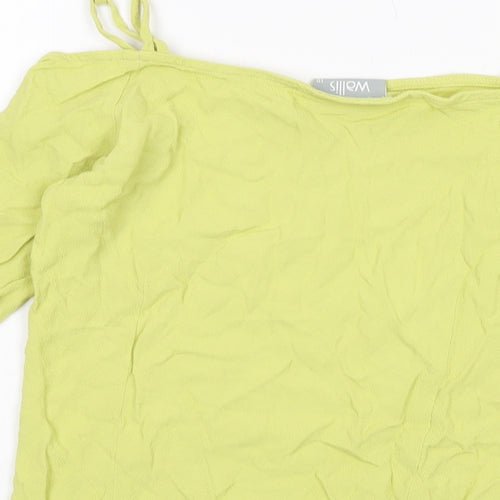 Wallis Womens Green Viscose Basic Blouse Size 10 Square Neck