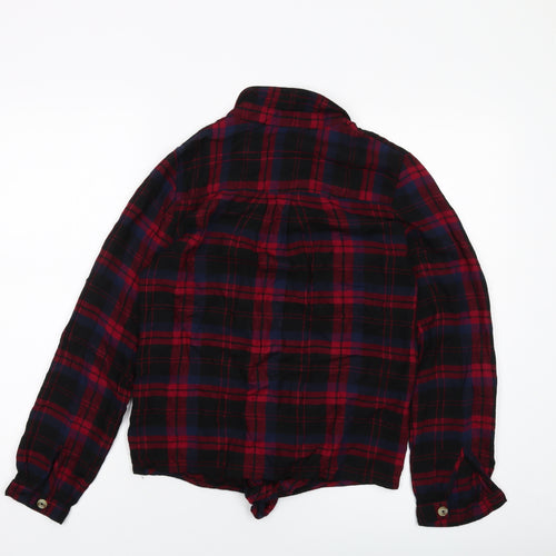 Monsoon Womens Red Plaid Cotton Basic Button-Up Size S Collared