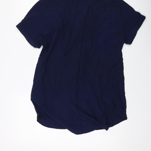 Marks and Spencer Womens Blue Viscose Basic Blouse Size 10 V-Neck