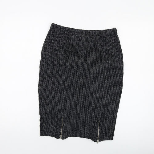 Masai Womens Grey Herringbone Cotton Straight & Pencil Skirt Size M