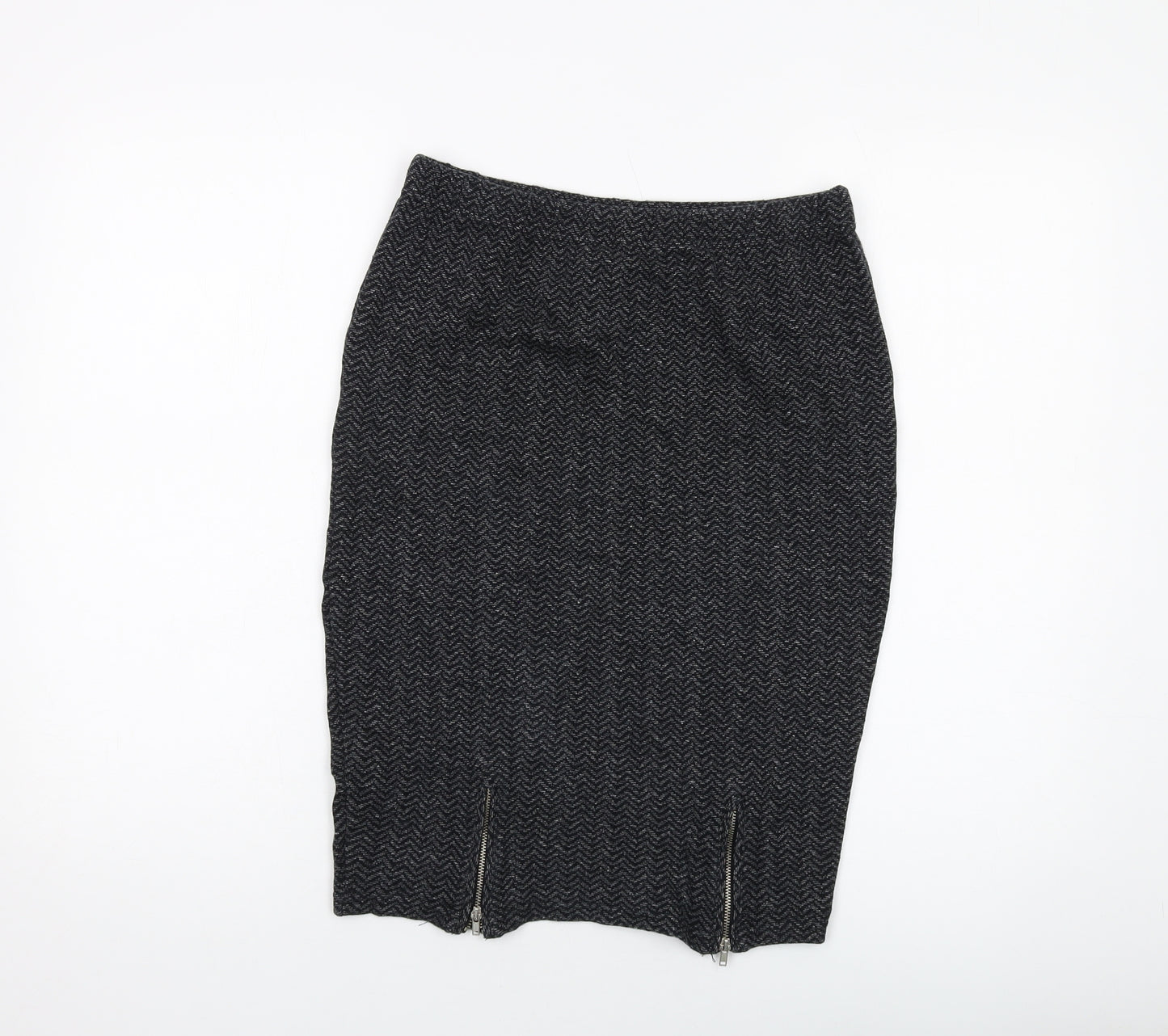 Masai Womens Grey Herringbone Cotton Straight & Pencil Skirt Size M