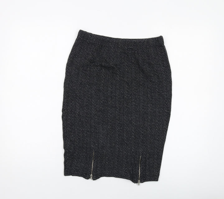 Masai Womens Grey Herringbone Cotton Straight & Pencil Skirt Size M
