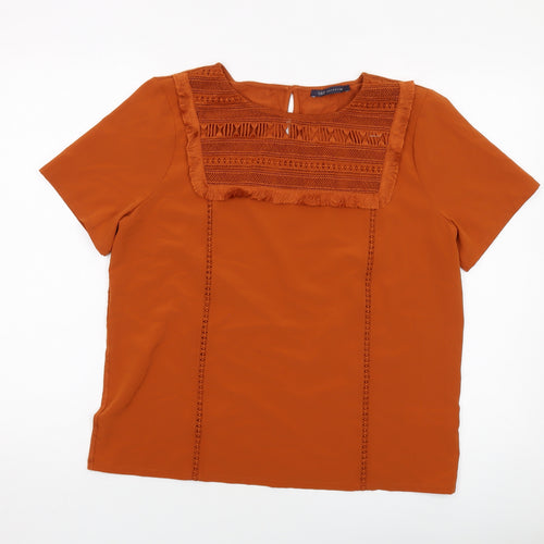 Marks and Spencer Womens Brown Viscose Basic T-Shirt Size 14 Round Neck