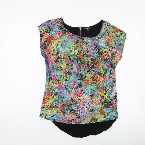Warehouse Womens Multicoloured Fair Isle Polyester Basic T-Shirt Size 8 Round Neck