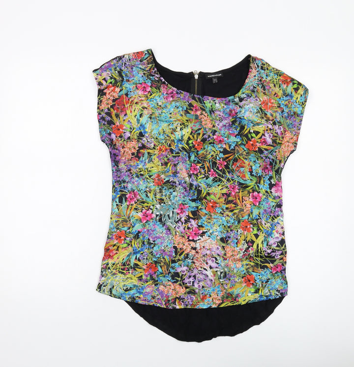 Warehouse Womens Multicoloured Fair Isle Polyester Basic T-Shirt Size 8 Round Neck