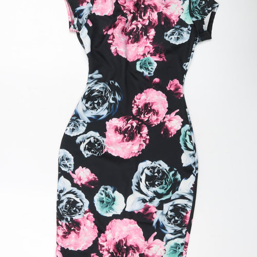 Quiz Womens Multicoloured Floral Polyester Bodycon Size 6 Round Neck Pullover