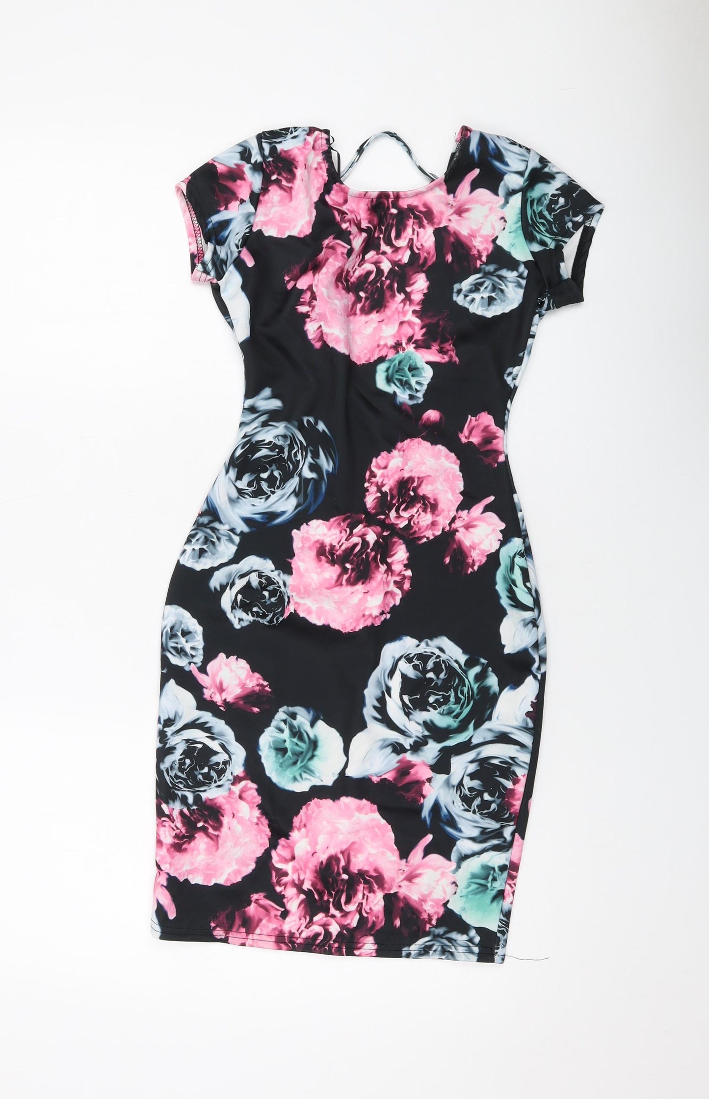 Quiz Womens Multicoloured Floral Polyester Bodycon Size 6 Round Neck Pullover