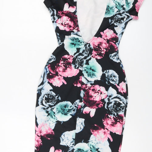 Quiz Womens Multicoloured Floral Polyester Bodycon Size 6 Round Neck Pullover