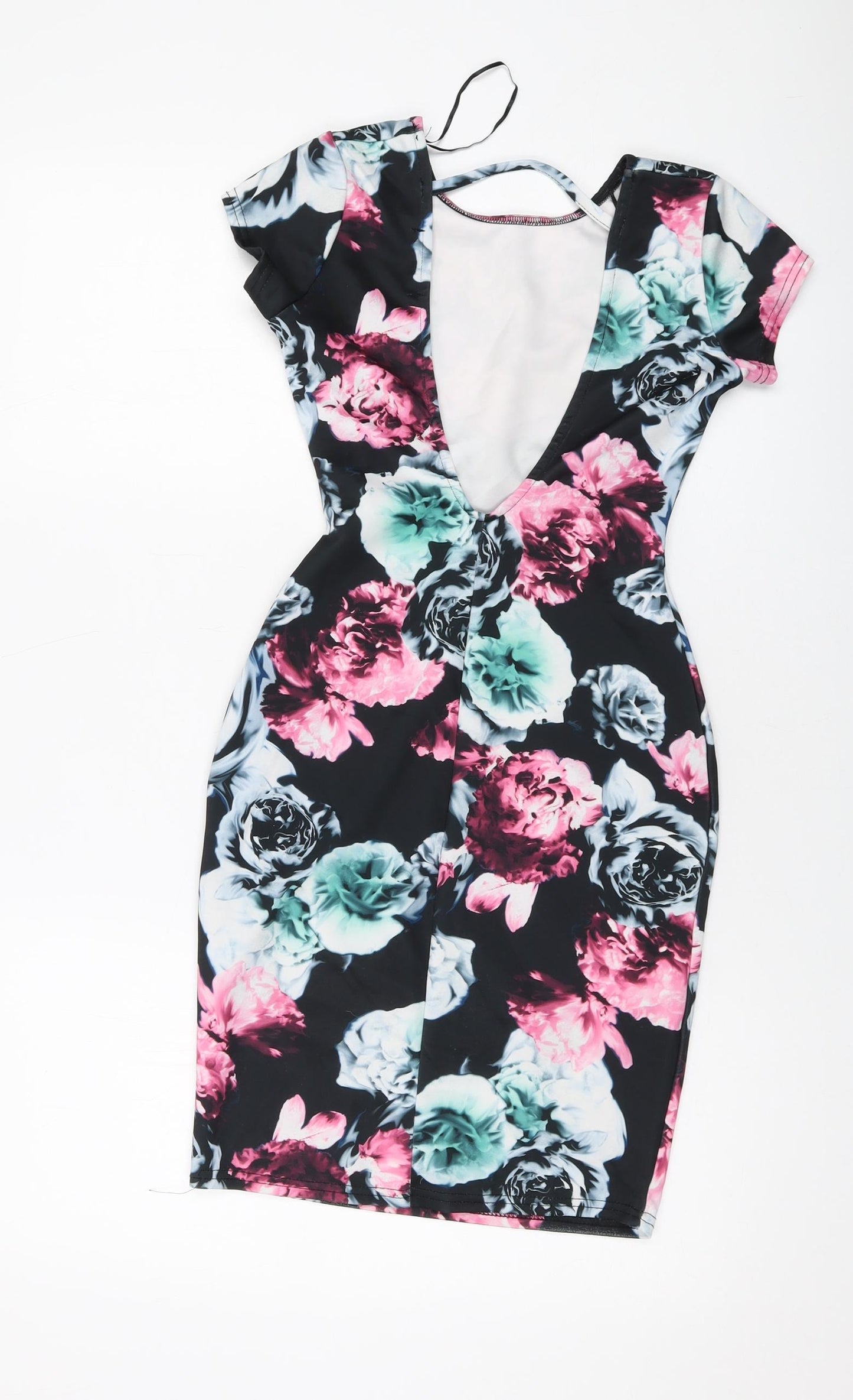 Quiz Womens Multicoloured Floral Polyester Bodycon Size 6 Round Neck Pullover
