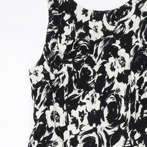 Dorothy Perkins Womens Black Geometric Cotton A-Line Size 12 Round Neck Zip