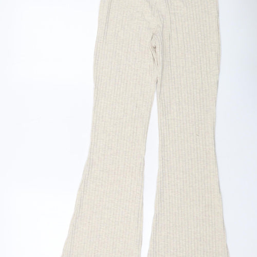 H&M Womens Beige Polyester Trousers Size S L31 in Regular