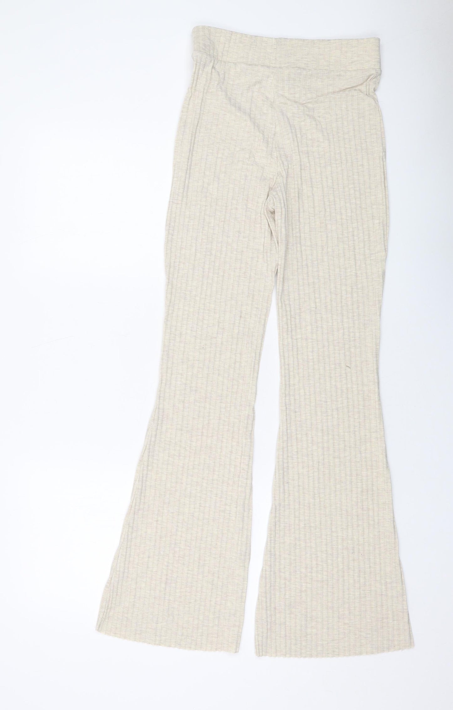 H&M Womens Beige Polyester Trousers Size S L31 in Regular