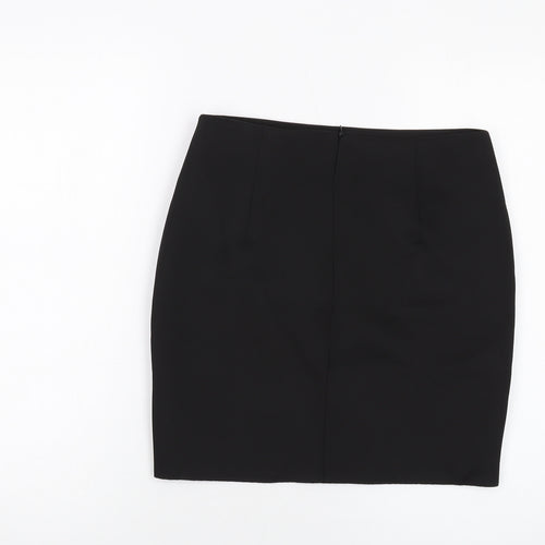 Missguided Womens Black Floral Polyester Mini Skirt Size 10 Zip