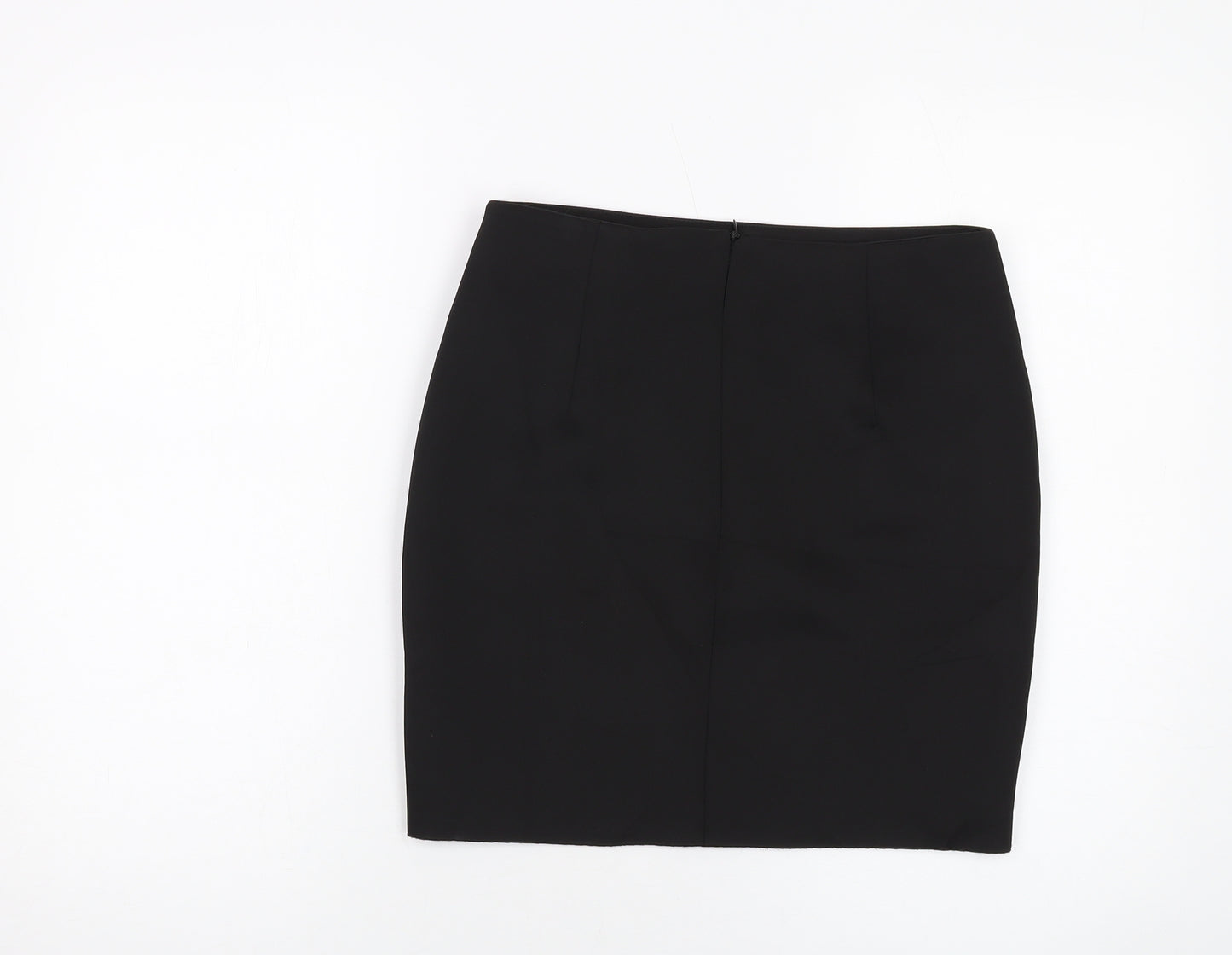 Missguided Womens Black Floral Polyester Mini Skirt Size 10 Zip