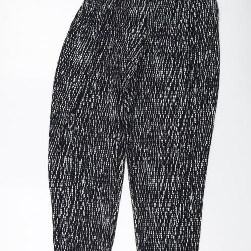 River Island Womens Black Geometric Polyester Trousers Size 10 L24 in Regular Button