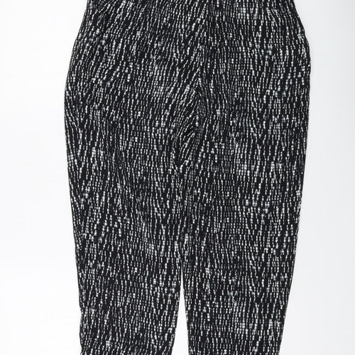 River Island Womens Black Geometric Polyester Trousers Size 10 L24 in Regular Button