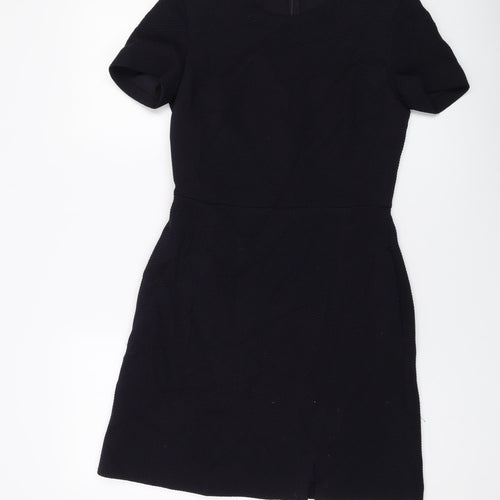 French Connection Womens Blue Polyester A-Line Size 8 Round Neck Zip