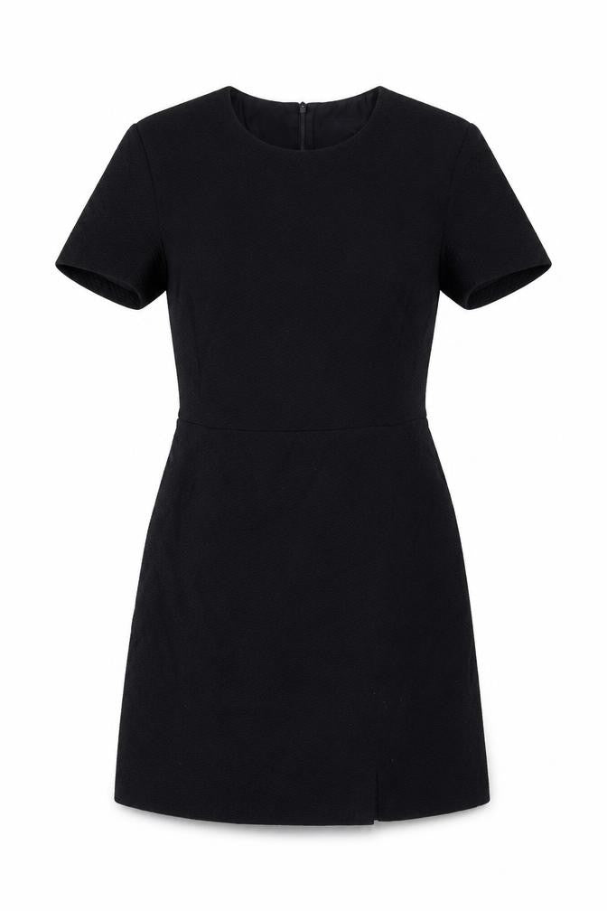 Front view of French Connection women’s blue polyester a-line, size UK 8, round neck zip
