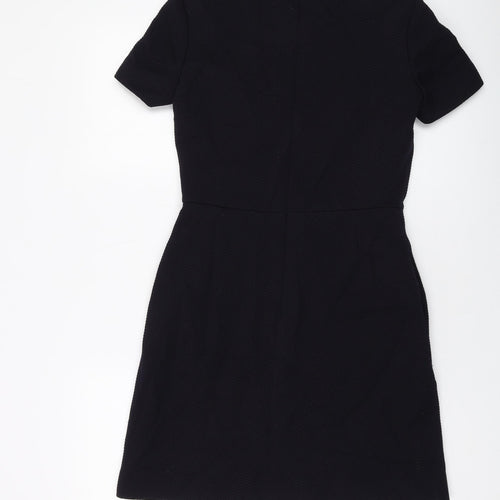 French Connection Womens Blue Polyester A-Line Size 8 Round Neck Zip