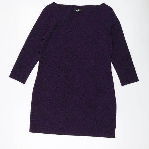 Wallis Womens Purple Polyester Basic Blouse Size S Round Neck