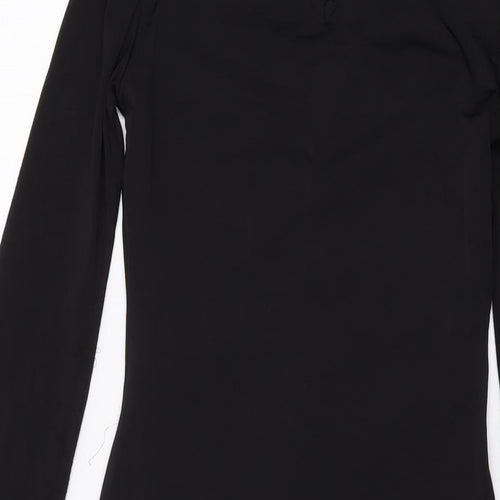 PRETTYLITTLETHING Womens Black Polyester Mini Size 8 Mock Neck Button