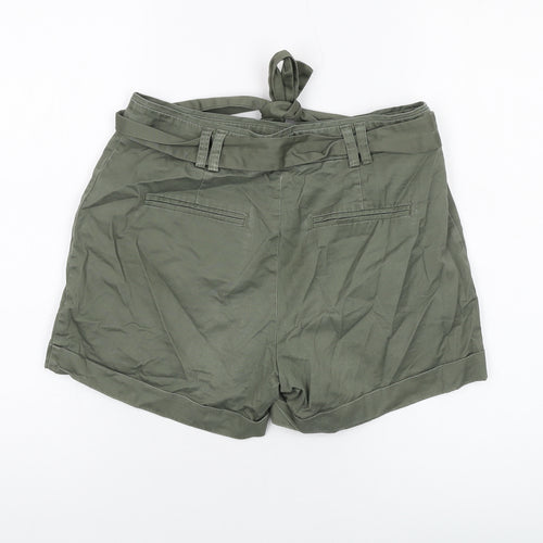 Oasis Womens Green Cotton Chino Shorts Size 10 L5 in Regular Hook & Eye