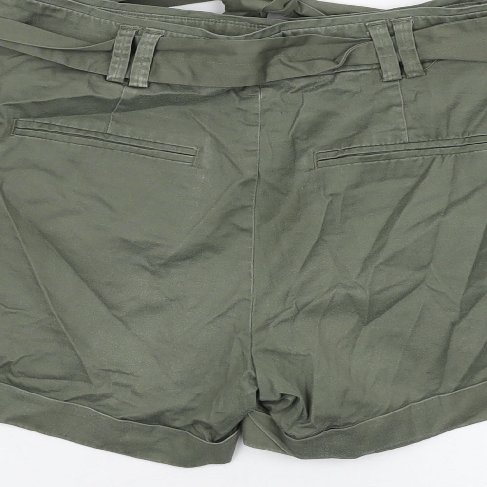 Oasis Womens Green Cotton Chino Shorts Size 10 L5 in Regular Hook & Eye