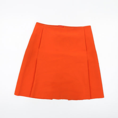 COS Womens Orange Polyester A-Line Skirt Size 8 Zip
