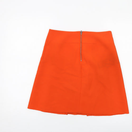 COS Womens Orange Polyester A-Line Skirt Size 8 Zip