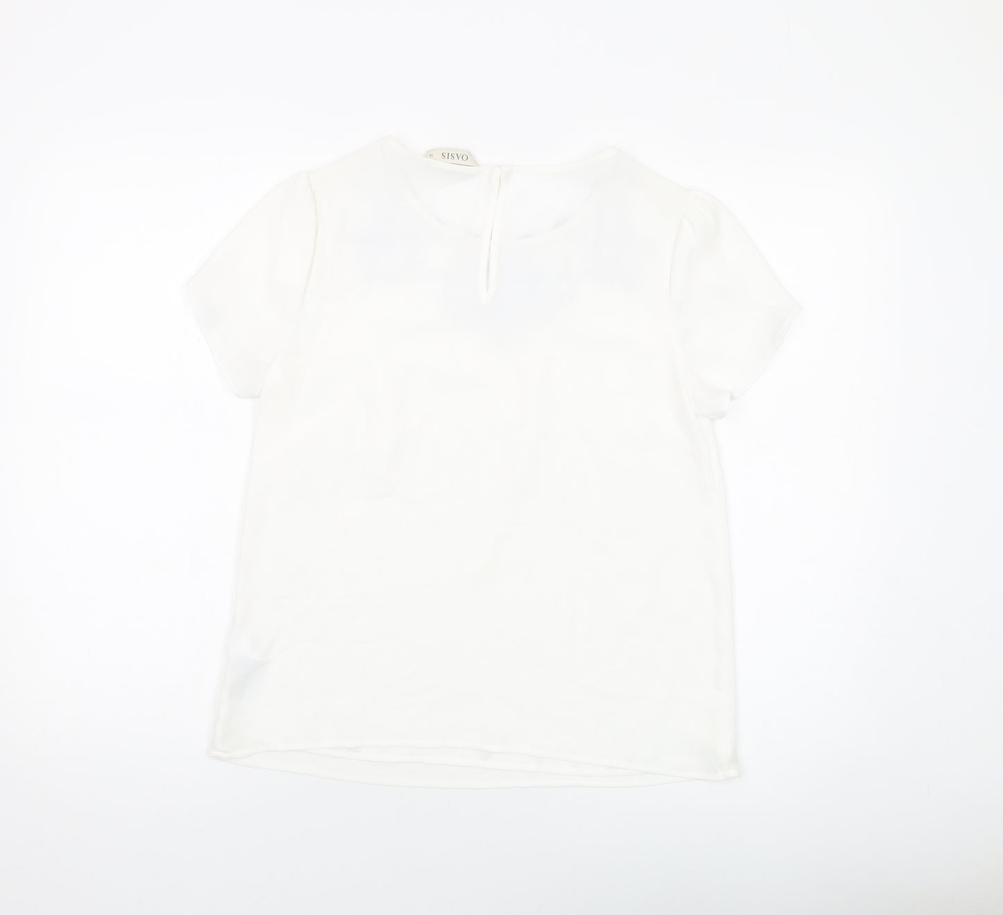 Oasis Womens White Polyester Basic T-Shirt Size 10 Round Neck