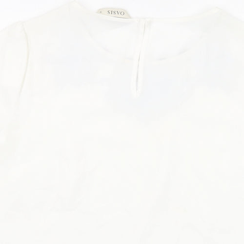Oasis Womens White Polyester Basic T-Shirt Size 10 Round Neck