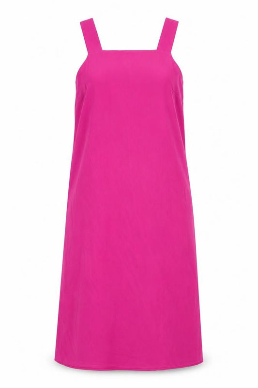 Front view of Warehouse women’s pink polyester a-line, size UK 12, square neck pullover