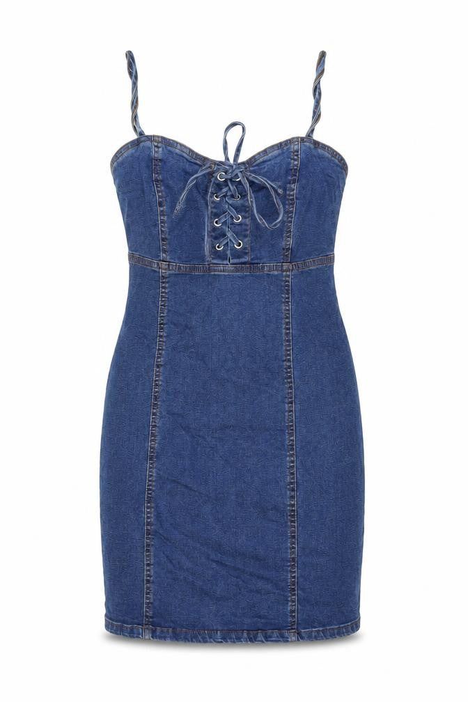 Denim & Co. Womens Blue Cotton Mini Size 8 Sweetheart Zip