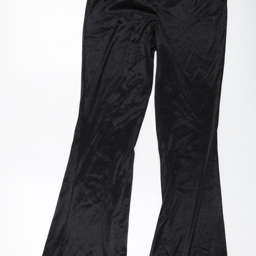 Topshop Womens Black Polyester Trousers Size 12 L32 in Regular Button