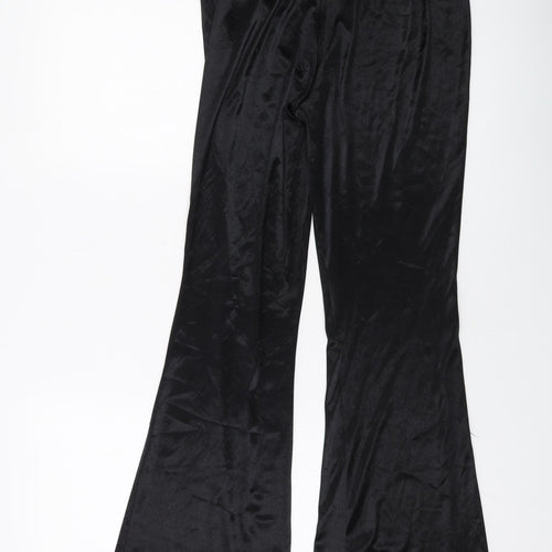 Topshop Womens Black Polyester Trousers Size 12 L32 in Regular Button